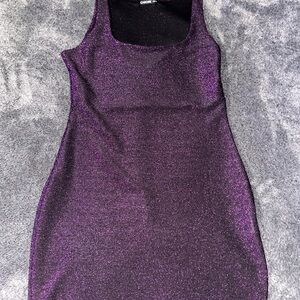 Trendy Purple Glitter Bodycon Dress